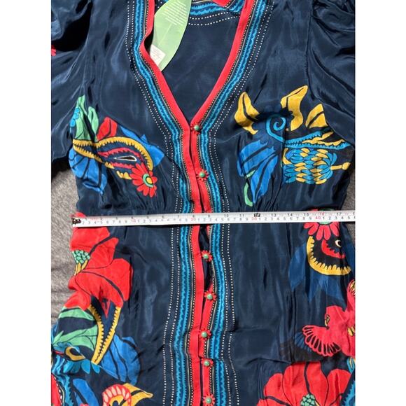 NWT FARM Rio Blue Vintage Forest Dress Printed Blue Silky Viscose Size XL - Picture 15 of 16